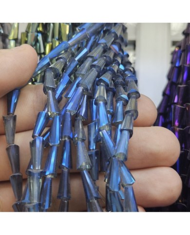6x12mm İpe Dizili Deve Tabanı Huni Kristal Boncuk Mat Lacivert- 1 Dizi