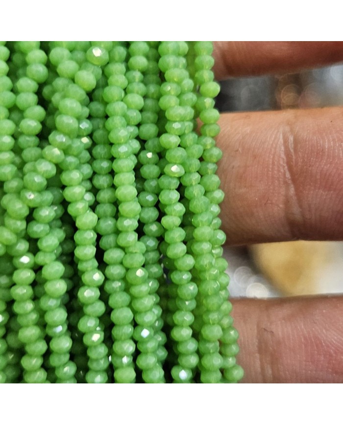 1mm İpe Dizili Kristal Boncuk Mat Opak Yeşil - 10 Dizi