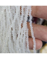 1mm İpe Dizili Kristal Boncuk Mat Buz Beyaz - 10 Dizi