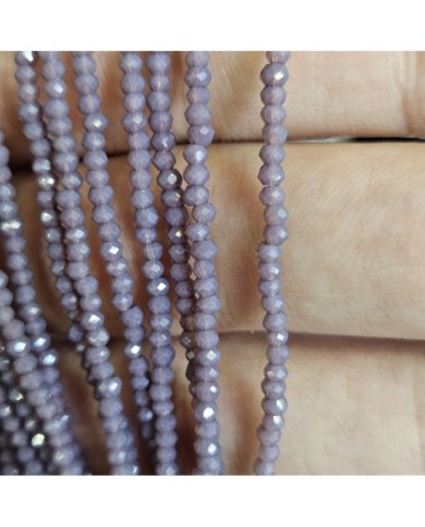1mm İpe Dizili Kristal Boncuk Mat Lavanta - 10 Dizi
