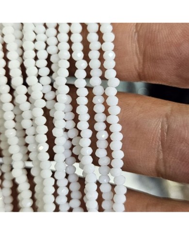 1mm İpe Dizili Kristal Boncuk Mat Opak Beyaz - 10 Dizi