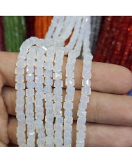 4mm İpe Dizili Küp Kristal Boncuk Mat Kül Gri - 1 Dizi