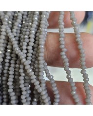 1mm İpe Dizili Kristal Boncuk Mat Taş Gri - 10 Dizi