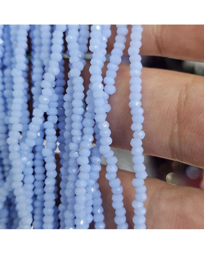 1mm İpe Dizili Kristal Boncuk Mat Pastel Mavi - 10 Dizi