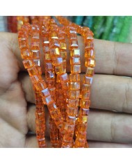 4mm İpe Dizili Küp Kristal Boncuk Şeffaf Janjanlı - 1 Dizi