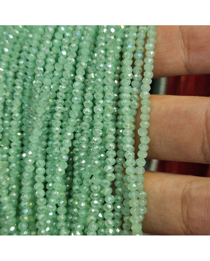 2mm İpe Dizili Kristal Boncuk Şeffaf Janjanlı Yeşil - 10 Dizi