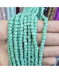 4mm İpe Dizili Küp Kristal Boncuk Mat Turkuaz Yeşil - 1 Dizi