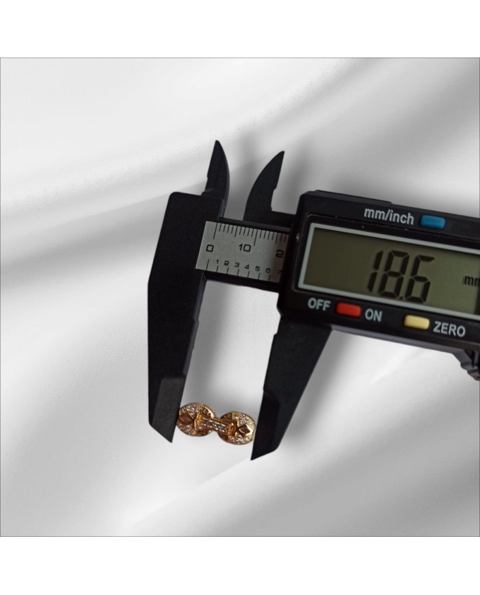 Zarif Çift Halkalı Taşlı Altın Takı Kapama - 7x18mm