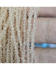 2mm İpe Dizili Kristal Boncuk Şeffaf Altın Sarı - 10 Dizi