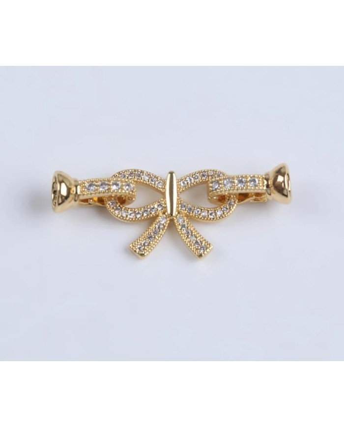 Fiyonk Şeklinde Zirkon Taşlı Altın Takı Kapama - 14x36mm