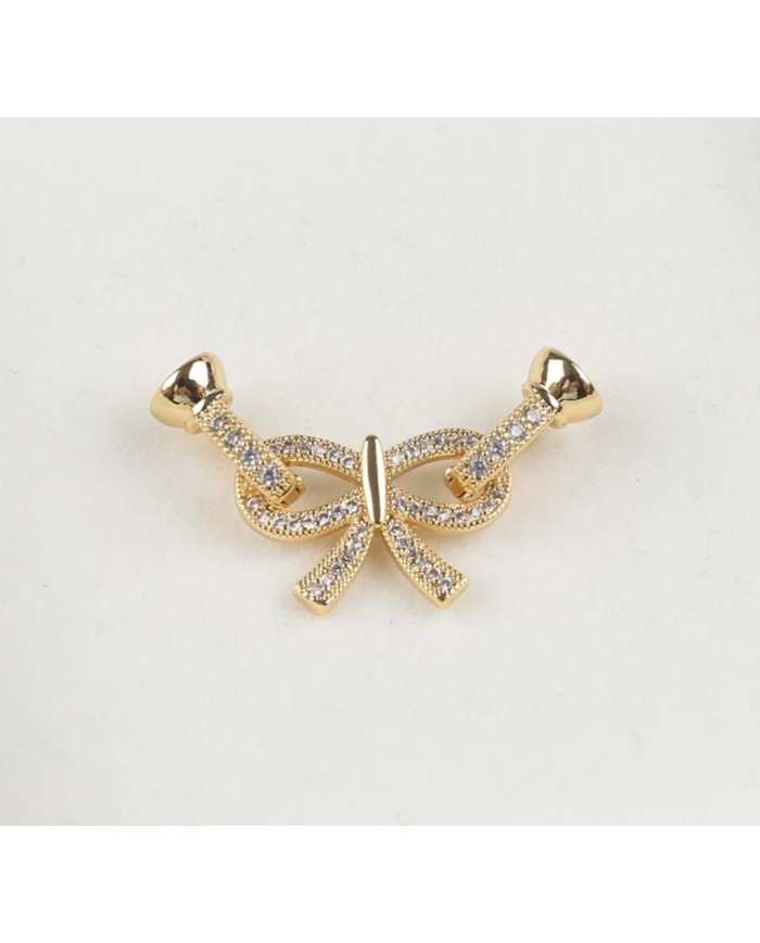 Fiyonk Şeklinde Zirkon Taşlı Altın Takı Kapama - 14x36mm