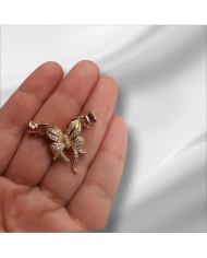 Kelebek Şeklinde Zirkon Taşlı Altın Takı Kapama - 23x31mm