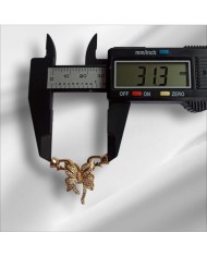 Kelebek Şeklinde Zirkon Taşlı Altın Takı Kapama - 23x31mm