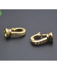 Pırlanta Taşlı Kanca Altın Renk Takı Kapama - 7x13mm