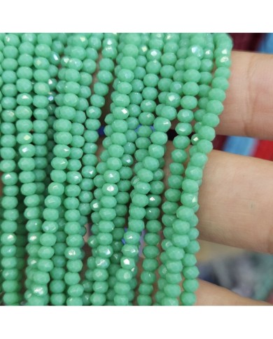 3mm İpe Dizili Kristal Boncuk Mat Mint Yeşili - 10 Dizi