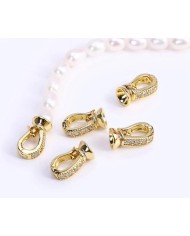 Pırlanta Taşlı Kanca Altın Renk Takı Kapama - 7x13mm