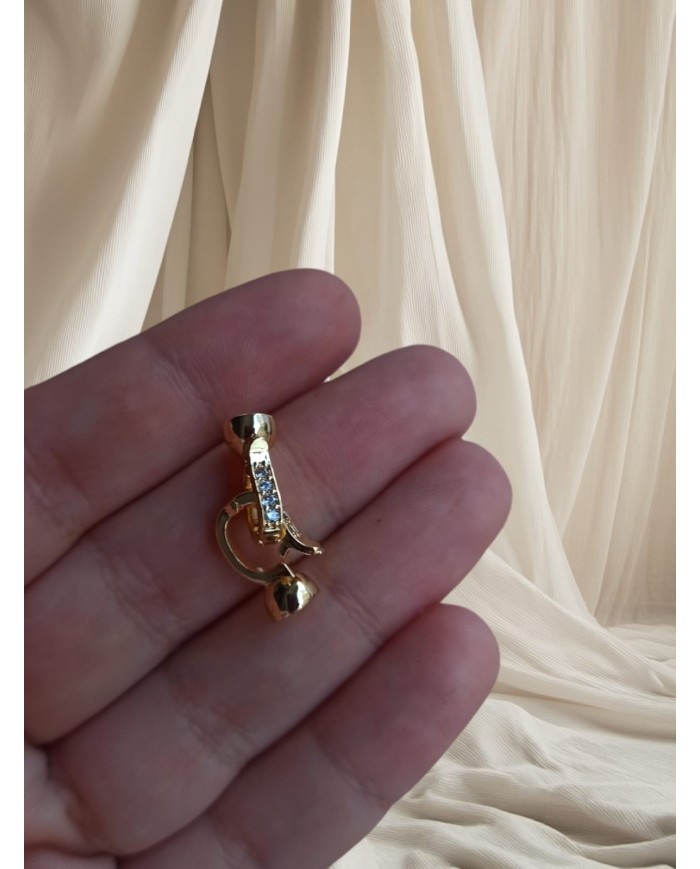 Pırlanta Taşlı Kanca Altın Renk Takı Kapama - 7x13mm