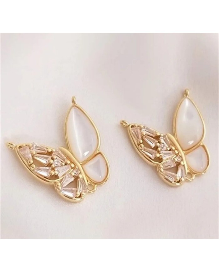 Kelebek Şekilli İnci ve Taş Detaylı Takı Kapama - 17x17mm