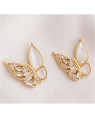 Kelebek Şekilli İnci ve Taş Detaylı Takı Kapama - 17x17mm