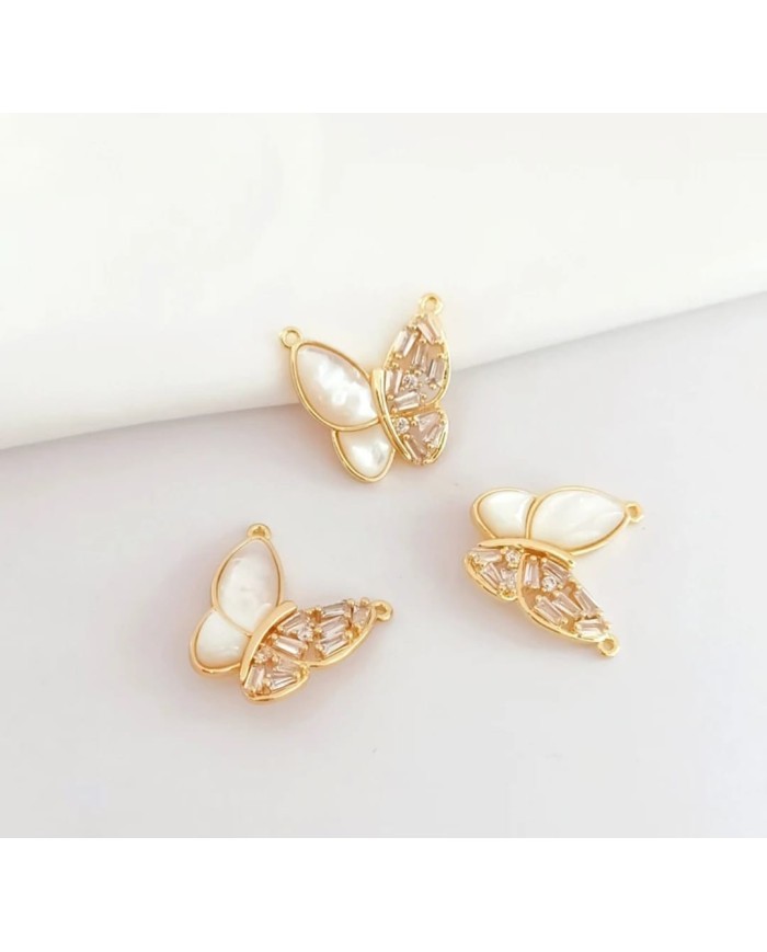 Kelebek Şekilli İnci ve Taş Detaylı Takı Kapama - 17x17mm