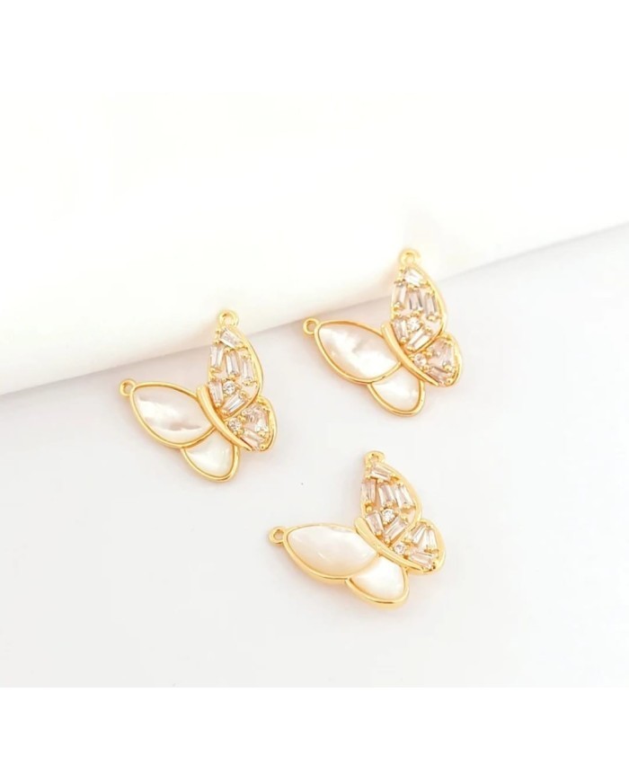 Kelebek Şekilli İnci ve Taş Detaylı Takı Kapama - 17x17mm