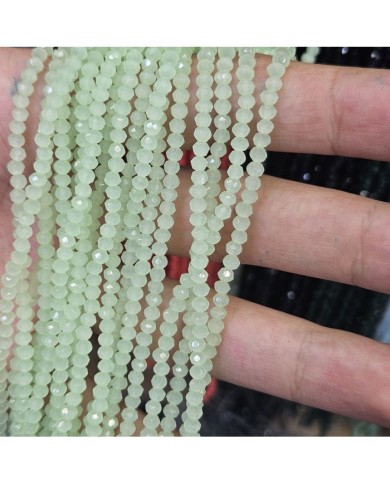 3mm İpe Dizili Kristal Boncuk Mat Pastel Açık Yeşil - 10 Dizi