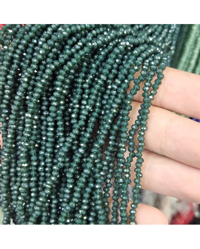 3mm İpe Dizili Kristal Boncuk Mat Zümrüt Yeşili - 10 Dizi