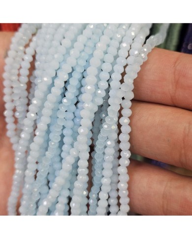 3mm İpe Dizili Kristal Boncuk Mat Pastel Mavi  - 10 Dizi