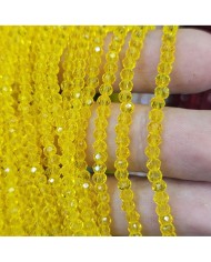 3mm İpe Dizili Kristal Boncuk Şeffaf Sarı - 10 Dizi