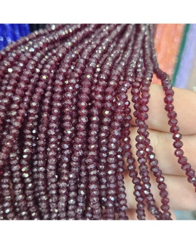 3mm İpe Dizili Kristal Boncuk Şeffaf Bordo - 10 Dizi