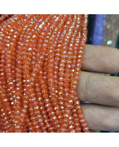 3mm İpe Dizili Kristal Boncuk Şeffaf Janjanlı Turuncu - 10 Dizi