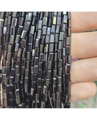 6mm İpe Dizili Baget Kristal Boncuk Mat Janjanlı Siyah - 1 Dizi