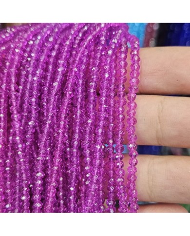 3mm İpe Dizili Kristal Boncuk Şeffaf Parlak Fuşya - 10 Dizi