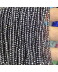 3mm İpe Dizili Kristal Boncuk Şeffaf Parlak Duman Mor - 10 Dizi