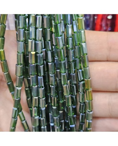 6mm İpe Dizili Baget Kristal Boncuk Şeffaf Janjanlı Yeşil - 1 Dizi