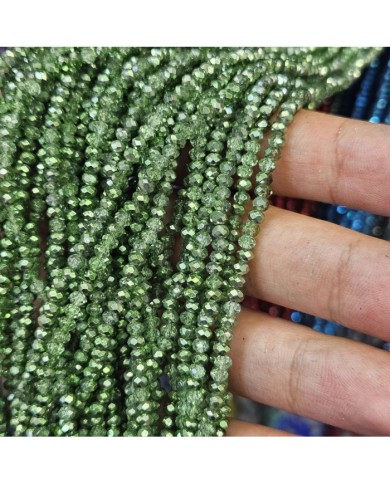 3mm İpe Dizili Kristal Boncuk Metalik Kaplama Parlak Yeşil - 10 Dizi