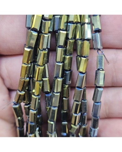 6mm İpe Dizili Baget Kristal Boncuk Metalik Kaplama Yeşil - 1 Dizi
