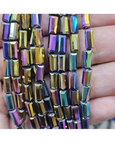 6mm İpe Dizili Baget Kristal Boncuk Metalik Kaplama Gökkuşağı - 1 Dizi