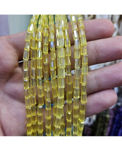 6mm İpe Dizili Baget Kristal Boncuk Şeffaf Sarı - 1 Dizi