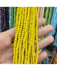 4mm İpe Dizili Kristal Boncuk Mat Janjanlı Sarı - 10 Dizi