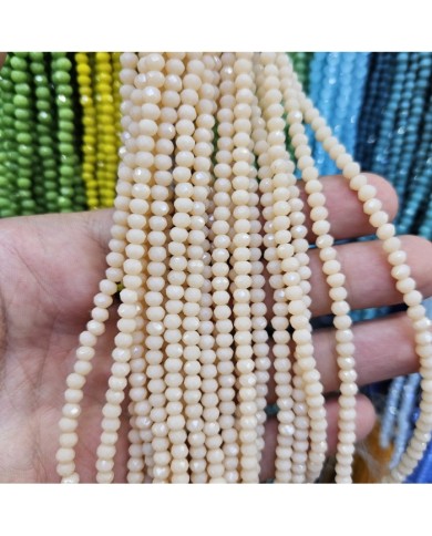 4mm İpe Dizili Kristal Boncuk Mat Açık Bej - 10 Dizi