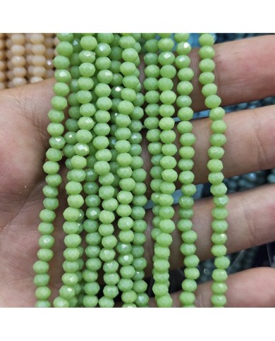 4mm İpe Dizili Kristal Boncuk Mat Yeşil - 10 Dizi