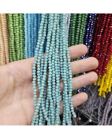4mm İpe Dizili Kristal Boncuk Mat Açık Turkuaz - 10 Dizi