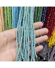 4mm İpe Dizili Kristal Boncuk Mat Açık Turkuaz - 10 Dizi