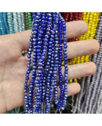 4mm İpe Dizili Kristal Boncuk Janjanlı Kobalt Mavi - 10 Dizi