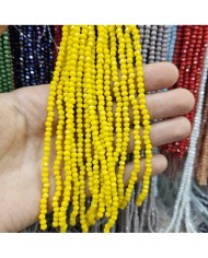 4mm İpe Dizili Kristal Boncuk Mat Canlı Sarı - 10 Dizi