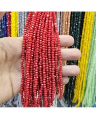 4mm İpe Dizili Kristal Boncuk Mat Parlak Kırmızı - 10 Dizi