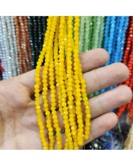 4mm İpe Dizili Kristal Boncuk Mat Sarı - 10 Dizi