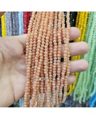 4mm İpe Dizili Kristal Boncuk Mat Şeftali - 10 Dizi