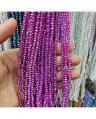 4mm İpe Dizili Kristal Boncuk Mat Janjanlı Fuşya - 10 Dizi